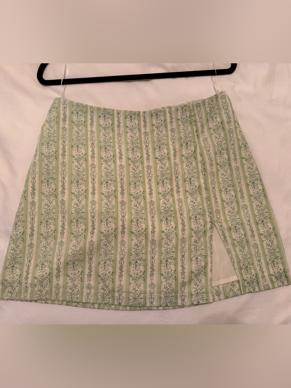 Green Floral Stripe Mini Skirt - Never worn